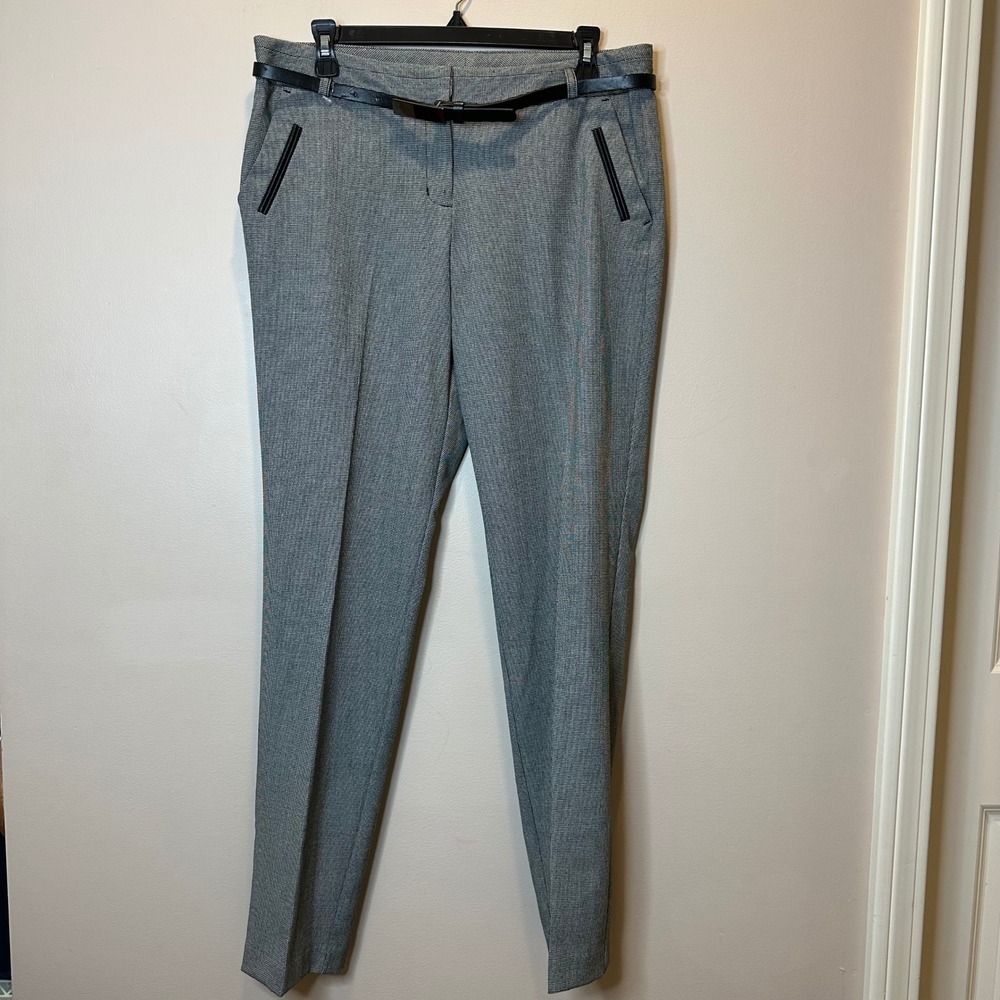 Worthington Tweed Belted Trousers Dress Pants Womens Petite Size 10P Gray Modern